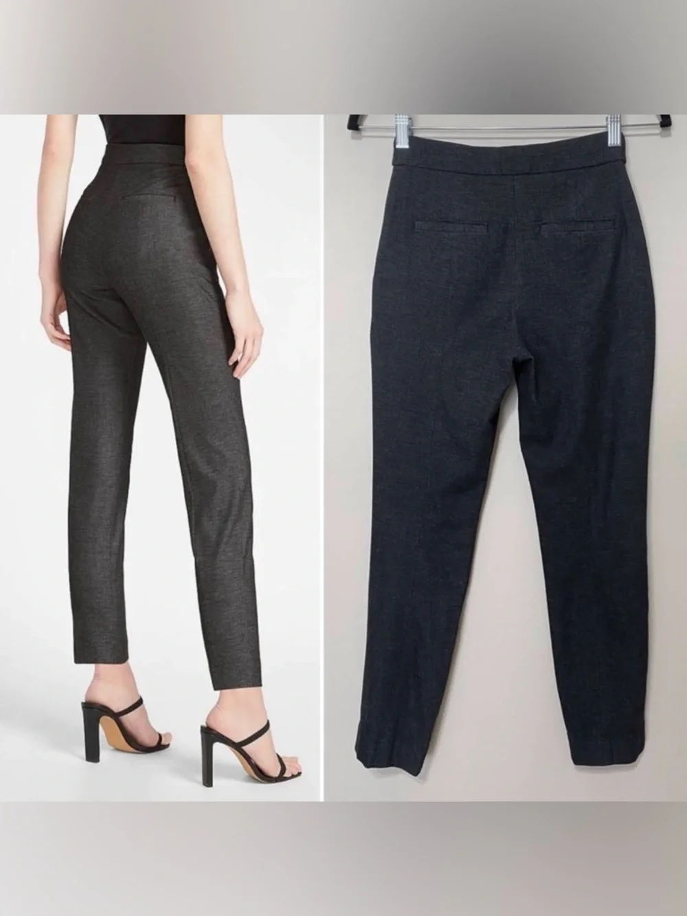 EXPRESS High Waisted Seamed Ankle Pants in Dark Grey | Crop Trouser | Size 00R - Picture 2 of 13